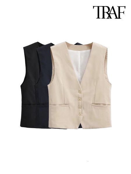 women's vests traf women fashion front buttons cropped waistcoat vintage v neck sleeveless female outerwear chic 220325, Black;white
women's vests traf women fashion front buttons cropped waistcoat vintage v neck sleeveless female outerwear chic 220325, Black;white