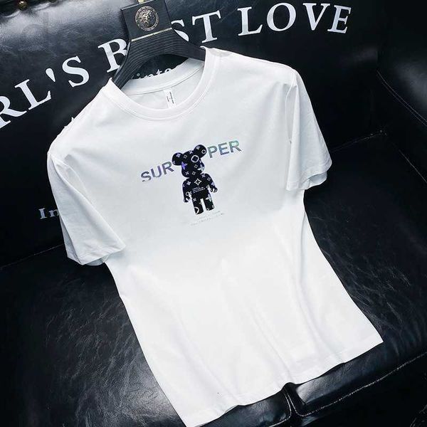men's t-shirts designer light luxury summer double mercerized cotton white men's short sleeve slim ins bear print half t-shirt fas, White;black
men's t-shirts designer light luxury summer double mercerized cotton white men's short sleeve slim ins bear print half t-shirt fas, White;black