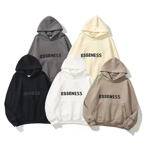 

ess designer men hoody women hood pullover sweatshirts loose long sleeve hooded jumper short mens hoodie men essen, Black