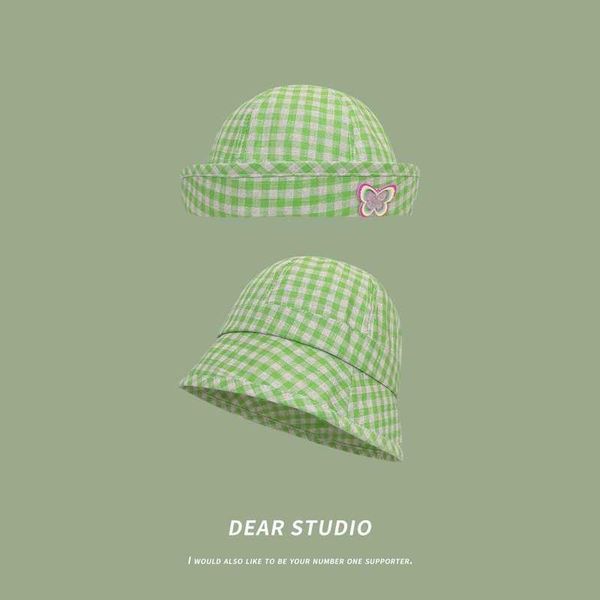 wide brim hats japanese fresh green plaid bucket hat butterfly fisherman cap summer thin candy color cute women's hats travel sunscreen, Blue;gray
wide brim hats japanese fresh green plaid bucket hat butterfly fisherman cap summer thin candy color cute women's hats travel sunscreen, Blue;gray