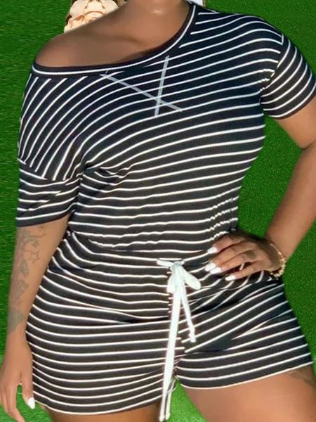 women's plus size pants lw shorts set striped drawstring polyester casual regular sleeve full print skinny oneck xl5xl macthing outfits, Black
women's plus size pants lw shorts set striped drawstring polyester casual regular sleeve full print skinny oneck xl5xl macthing outfits, Black