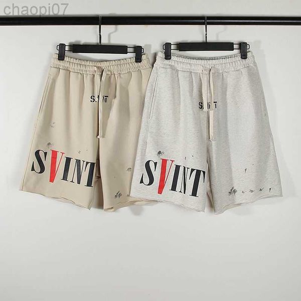 designer fashion cotton terry shorts saint michael co branded religious wash old v print loose fit men's and women's casual pants, White;black
designer fashion cotton terry shorts saint michael co branded religious wash old v print loose fit men's and women's casual pants, White;black
