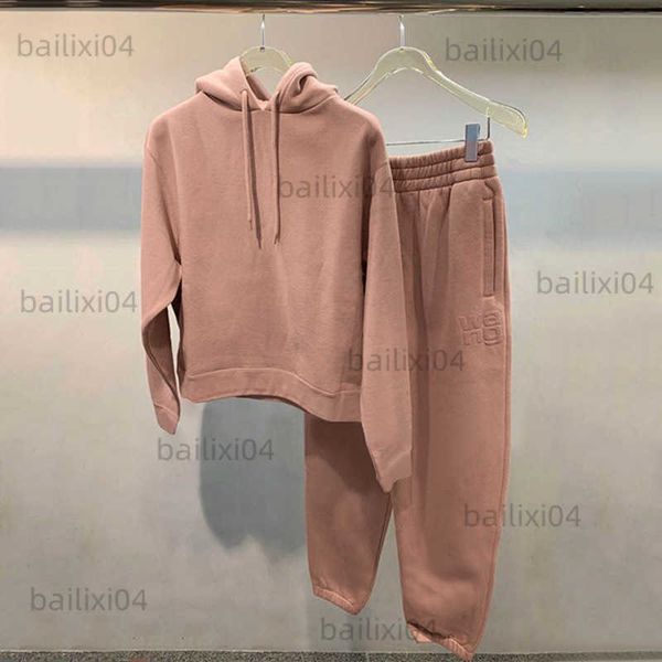 women's two piece pants basic letter print drawcord hood dirty pink plush sweater suit t230325, White
women's two piece pants basic letter print drawcord hood dirty pink plush sweater suit t230325, White
