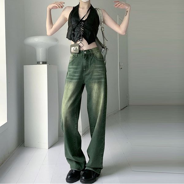 women's jeans women's bottoms green wide leg jeans fashion high waist washed straight pants vintage street baggy denim trouser lad, Blue
women's jeans women's bottoms green wide leg jeans fashion high waist washed straight pants vintage street baggy denim trouser lad, Blue