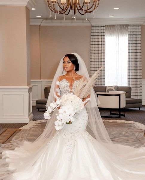 luxury mermaid arab wedding dresses long sleeves v neck beaded sequins appliques 3d lace sparkly diamonds lace-up pearl bridal gowns plus si, White
luxury mermaid arab wedding dresses long sleeves v neck beaded sequins appliques 3d lace sparkly diamonds lace-up pearl bridal gowns plus si, White