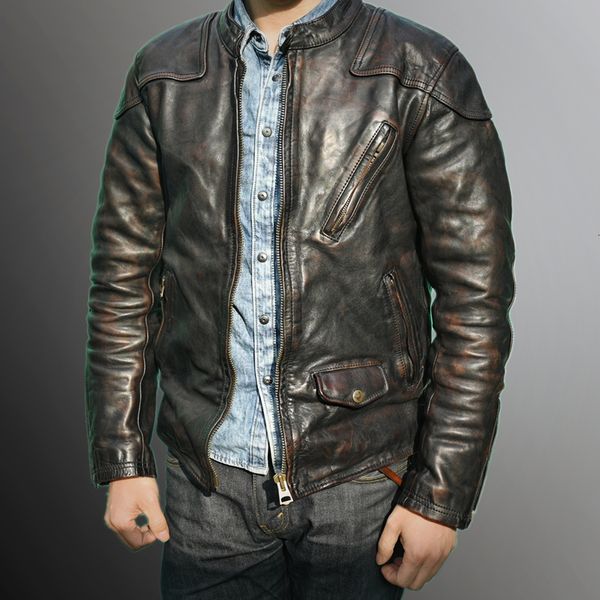 men's leather faux yr brand men luxury horsehide jacketsuper cool man thick quality genuine leather coatvintage cloth 230324, Black
men's leather faux yr brand men luxury horsehide jacketsuper cool man thick quality genuine leather coatvintage cloth 230324, Black