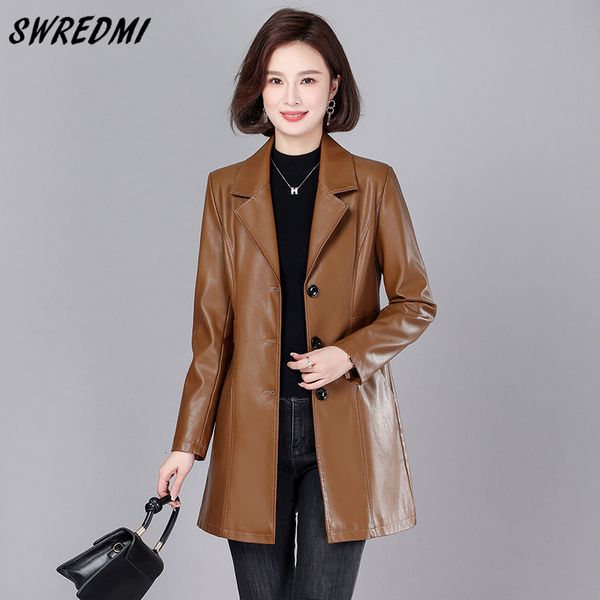 women's jacket fashion long coat spring and autumn leather clothing slim single breasted turndown collar trench jackets swredmi 230324, Black;brown
women's jacket fashion long coat spring and autumn leather clothing slim single breasted turndown collar trench jackets swredmi 230324, Black;brown