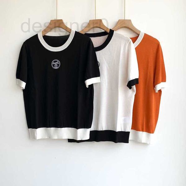 women's knits & tees designer pullover short sleeve letter embroidery thin knit fashion round neck contrast t-shirt women bqhp, White
women's knits & tees designer pullover short sleeve letter embroidery thin knit fashion round neck contrast t-shirt women bqhp, White