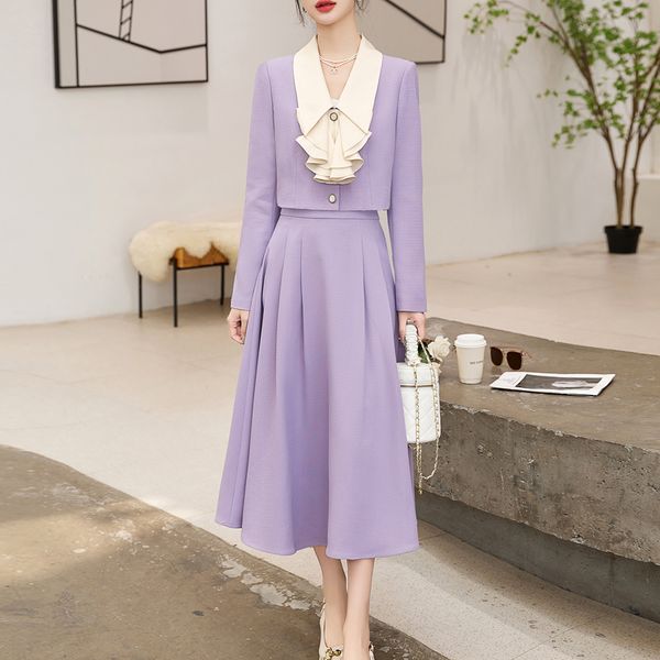 two piece dress autumn small fragrance ladies short blazer coat korean suits casual work wear officealine mid skirt sets jacket spring 23032, White
two piece dress autumn small fragrance ladies short blazer coat korean suits casual work wear officealine mid skirt sets jacket spring 23032, White