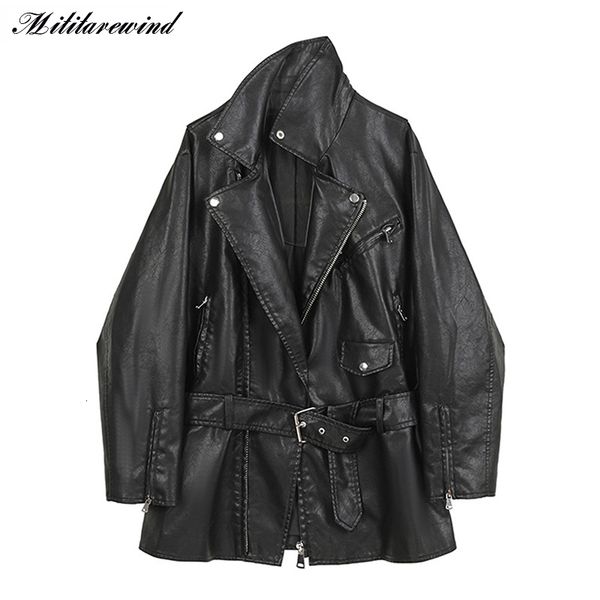 women's jackets 2023 moto biker black leather midlong women bf style cool pu adjustable waist coat female 230324, Black;brown
women's jackets 2023 moto biker black leather midlong women bf style cool pu adjustable waist coat female 230324, Black;brown
