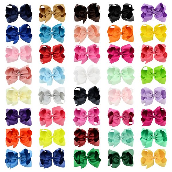 

6 inch Bowknot Hairpin Ribbon Hair Bows Hair Pin Bobby Pin Hair Clip Girls Barrettes Fashion Headwear Kids Head Hair Accessories 40 Colors, Multi colors