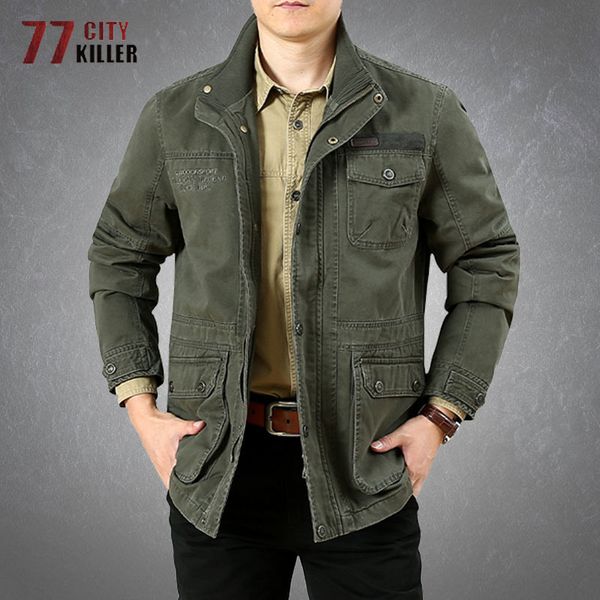 men's jackets spring autumn men's military cargo jackets casual 100% cotton multi-pocket stand collar loose mid-length coats male, Black;brown
men's jackets spring autumn men's military cargo jackets casual 100% cotton multi-pocket stand collar loose mid-length coats male, Black;brown