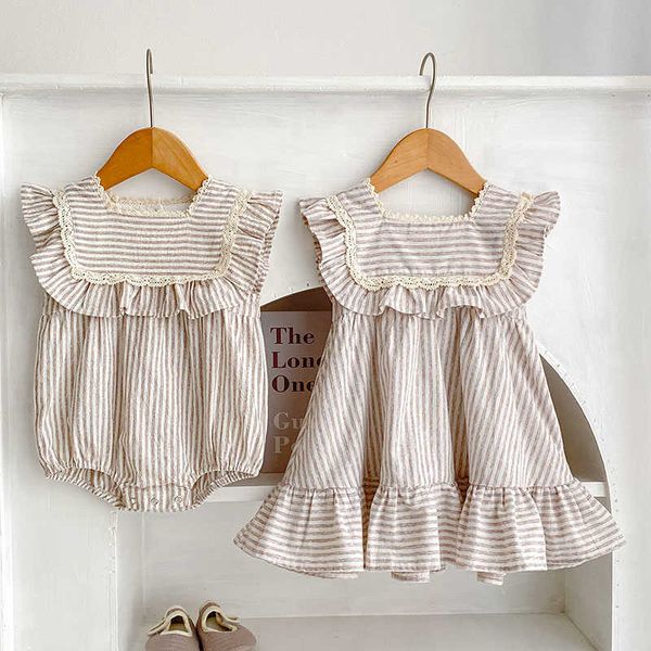 girl's dresses fashion baby girls clothes dress striped lace summer new girl romper sister matching outfit princess 0-6y y2303, Red;yellow
girl's dresses fashion baby girls clothes dress striped lace summer new girl romper sister matching outfit princess 0-6y y2303, Red;yellow