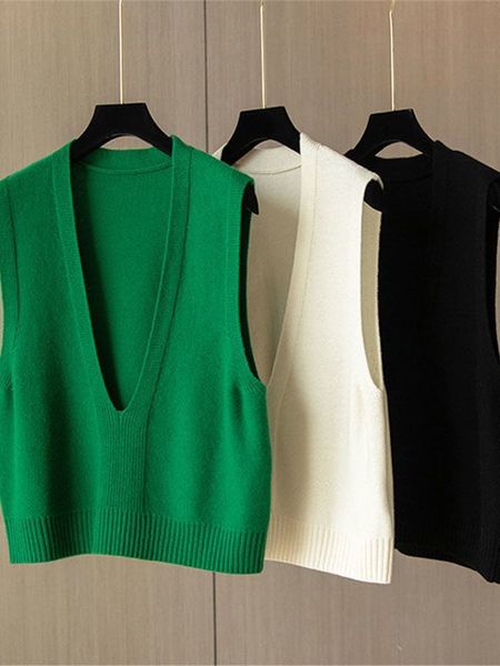 women's vests korean sweater vest spring autumn sleeveless knitted ladies v-neck pullover female outerwear 220325, Black;white
women's vests korean sweater vest spring autumn sleeveless knitted ladies v-neck pullover female outerwear 220325, Black;white