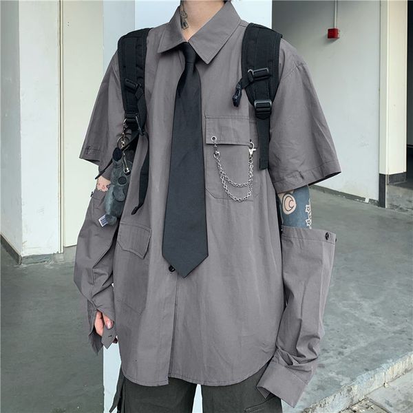 women's blouses shirts houzhou gray women harajuku detachable sleeve oversized bf gothic blouse with tie vintage streetwear punk autumn, White
women's blouses shirts houzhou gray women harajuku detachable sleeve oversized bf gothic blouse with tie vintage streetwear punk autumn, White