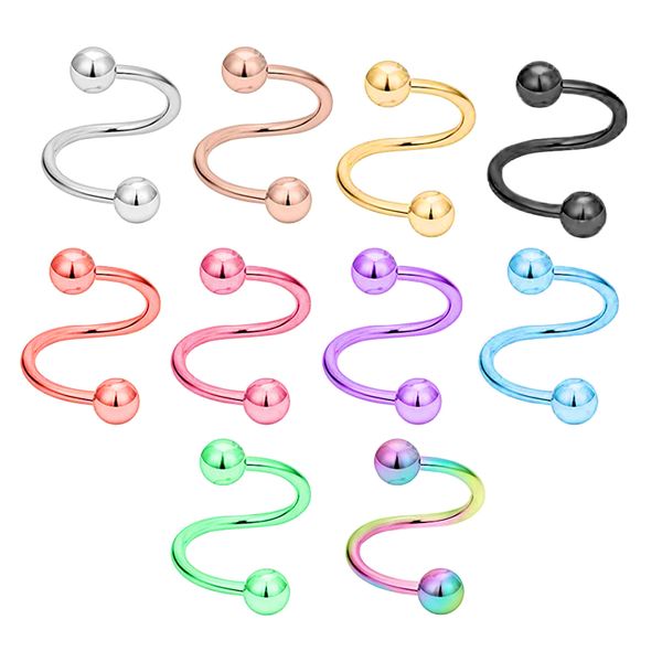 16g stainless steel twist barbell nose rings ear plug earring spiral cartilage helix stud lip ring body piercing jewelry mix 11 colors, Silver
16g stainless steel twist barbell nose rings ear plug earring spiral cartilage helix stud lip ring body piercing jewelry mix 11 colors, Silver