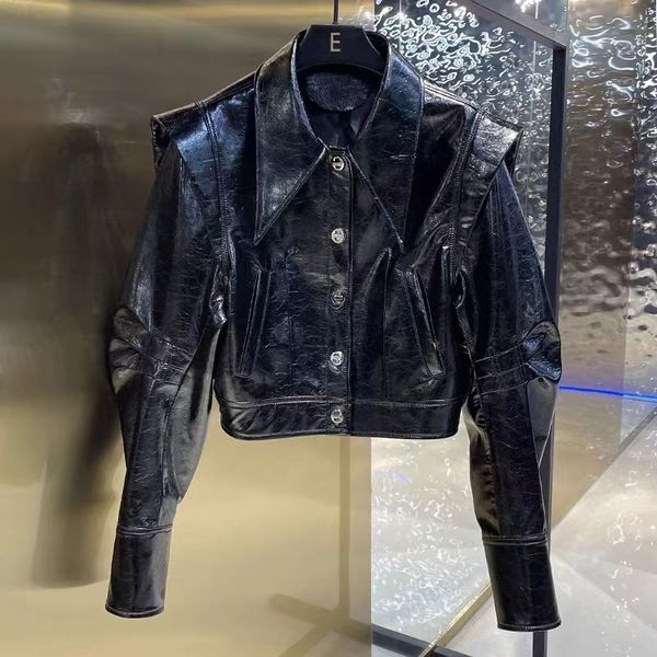 women's jacket coat spring and autumn short length 2023 arrival imported chapped sheepskin single breasted turndown collar clothes 2303, Black;brown
women's jacket coat spring and autumn short length 2023 arrival imported chapped sheepskin single breasted turndown collar clothes 2303, Black;brown