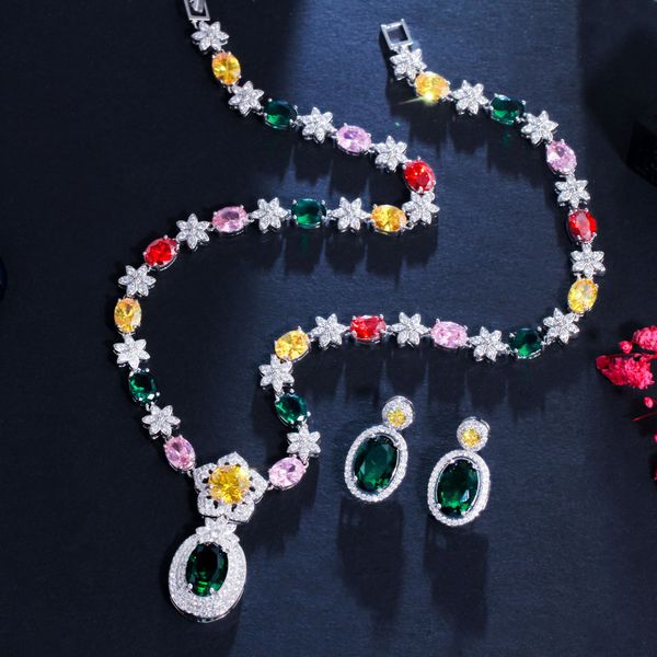 wedding jewelry sets cwwzircons elegant engagement jewellery shiny colorful flower cz bridal set for women necklace and earrings t570 230325, Slivery;golden
wedding jewelry sets cwwzircons elegant engagement jewellery shiny colorful flower cz bridal set for women necklace and earrings t570 230325, Slivery;golden