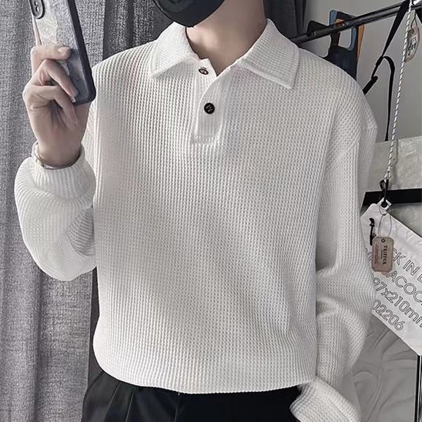 men's polos fashion solid color button all-match polo shirts men's clothing autumn oversized casual pullovers loose korean t-shirt, White;black
men's polos fashion solid color button all-match polo shirts men's clothing autumn oversized casual pullovers loose korean t-shirt, White;black