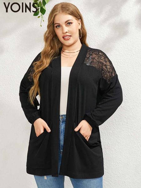 women's plus size outerwear coats yoins women long sleeve cardigan lace patchwork autumn long thin jackets outwear fashion blusas plus, Black
women's plus size outerwear coats yoins women long sleeve cardigan lace patchwork autumn long thin jackets outwear fashion blusas plus, Black