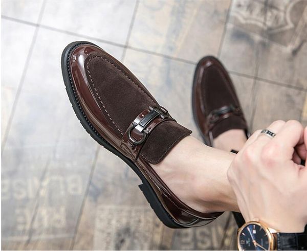 patent leather formal shoes men metal decoration mens shoes casual velvet loafers office shoes size: eu39-47, Black
patent leather formal shoes men metal decoration mens shoes casual velvet loafers office shoes size: eu39-47, Black