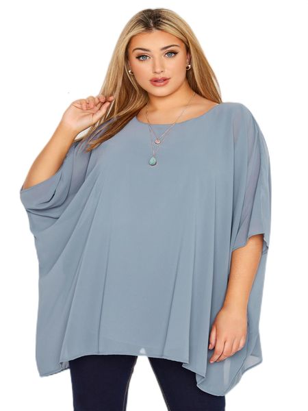 women's plus size tshirt plus size summer spring elegant chiffon blouse women batwing sleeve loose oversize tunic large size cape blou, Black
women's plus size tshirt plus size summer spring elegant chiffon blouse women batwing sleeve loose oversize tunic large size cape blou, Black