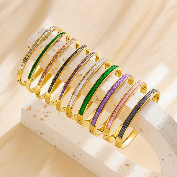 charm s bangle ins fashion square titanium women's french light luxury colorful diamond stainless steel bracelet, Golden;silver
charm s bangle ins fashion square titanium women's french light luxury colorful diamond stainless steel bracelet, Golden;silver