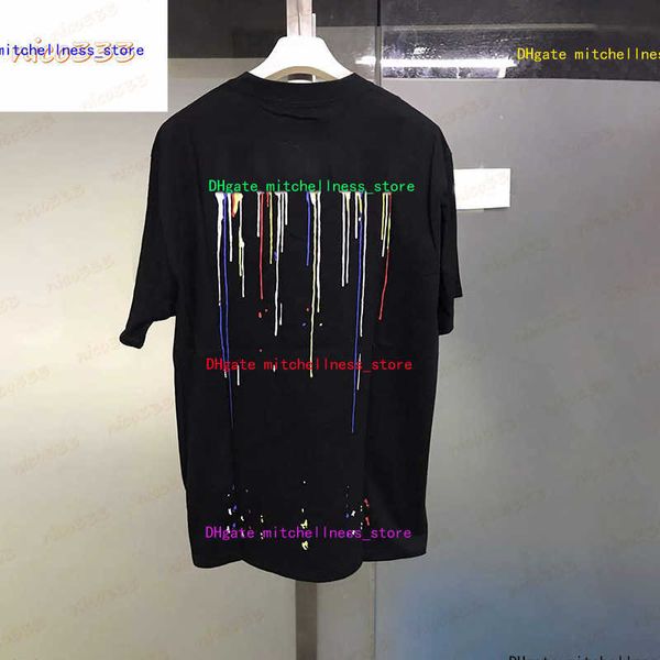 23ss new t shirt line spray paint letter print pattern cotton round neck loose versatile men and women with the same short sleeve, White;black
23ss new t shirt line spray paint letter print pattern cotton round neck loose versatile men and women with the same short sleeve, White;black