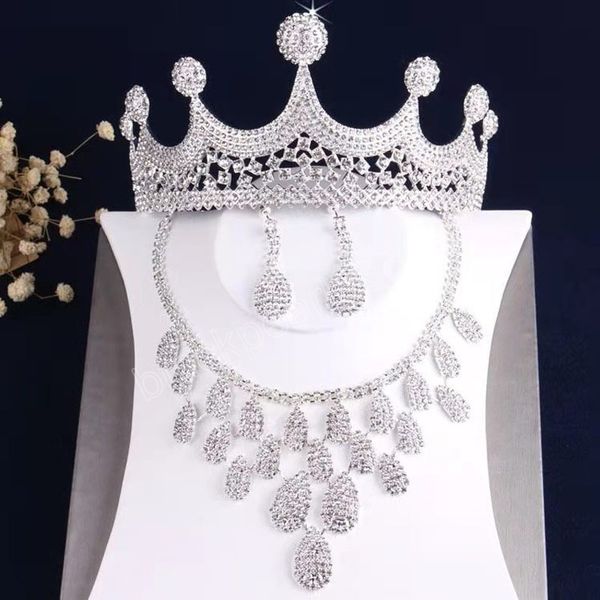 luxury silver color rhinestone crown jewelry sets elegant crystal choker necklace earrings tiara jewelry wedding costume set, Slivery;golden
luxury silver color rhinestone crown jewelry sets elegant crystal choker necklace earrings tiara jewelry wedding costume set, Slivery;golden