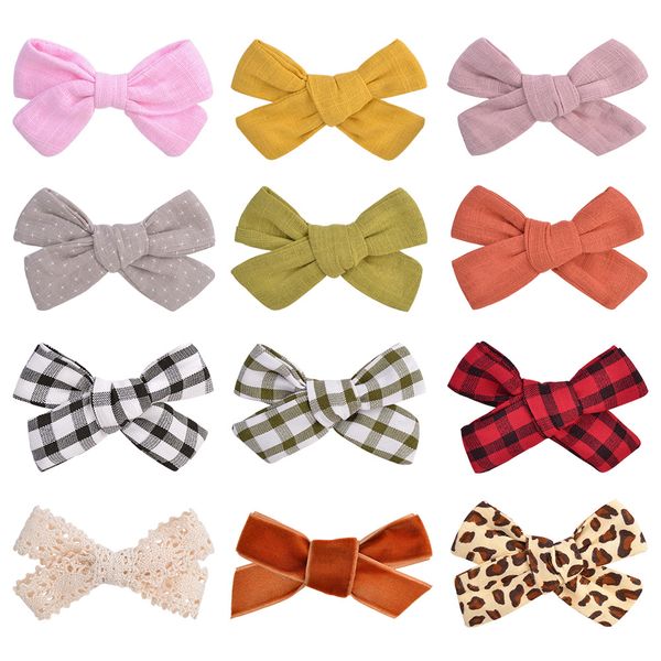 

Cotton Cloth Bowknot Hairpin Checked Hair Bows Hair Pin Bobby Pin Hair Clip Girls Barrettes Fashion Headwear Kids Head Hair Accessories 12 Colors, 01