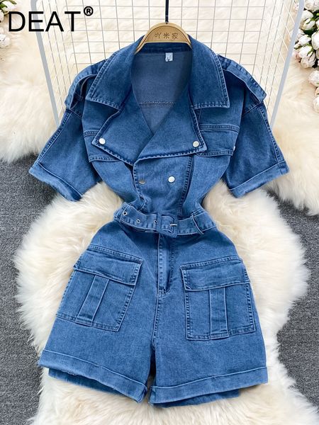 women's jumpsuits rompers deat women vintage denim belt playsuits notched neck short sleeve style casual fasion temperament summer 11d9, Black;white
women's jumpsuits rompers deat women vintage denim belt playsuits notched neck short sleeve style casual fasion temperament summer 11d9, Black;white
