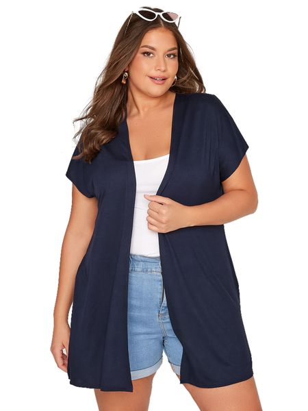 women's plus size outerwear coats plus size short sleeve summer casual cardigan women sides slits loose oversize navy blue kimono open, Black
women's plus size outerwear coats plus size short sleeve summer casual cardigan women sides slits loose oversize navy blue kimono open, Black