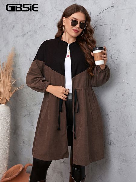 women's plus size outerwear coats gibsie plus size stand collar colorblock corduroy jacket women autumn casual drawstring waist zip up, Black
women's plus size outerwear coats gibsie plus size stand collar colorblock corduroy jacket women autumn casual drawstring waist zip up, Black