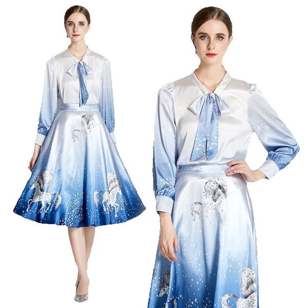 2023 designer two piece prom dresses festival sets women printed bow tie neck and trumpet skirts party 2 piece midi dress long sleeve grace, White
2023 designer two piece prom dresses festival sets women printed bow tie neck and trumpet skirts party 2 piece midi dress long sleeve grace, White