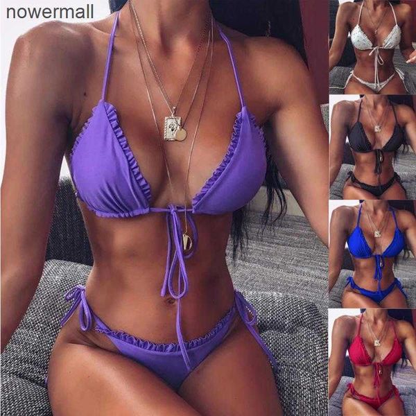 2020 ruffles bikini set women bandage push up padded thong biquini women bathing suit halter style beach swimming wear, White;black
2020 ruffles bikini set women bandage push up padded thong biquini women bathing suit halter style beach swimming wear, White;black