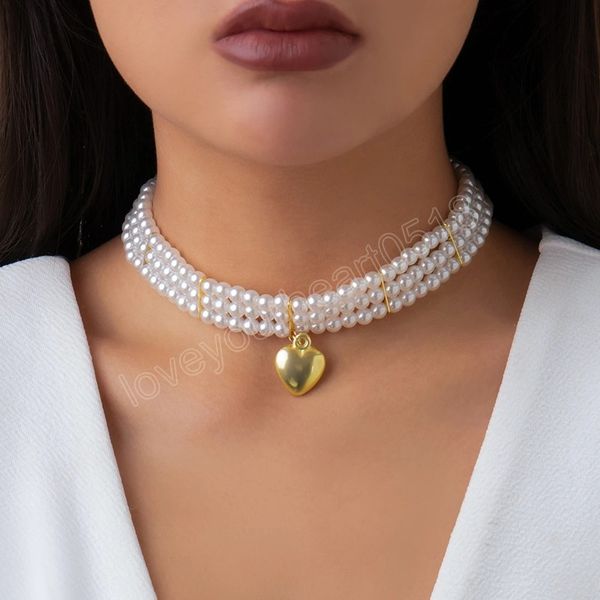 elegant multilayer white imitation pearl chain necklace for women wed bridal love heart pendant choker banquet jewelry, Silver
elegant multilayer white imitation pearl chain necklace for women wed bridal love heart pendant choker banquet jewelry, Silver