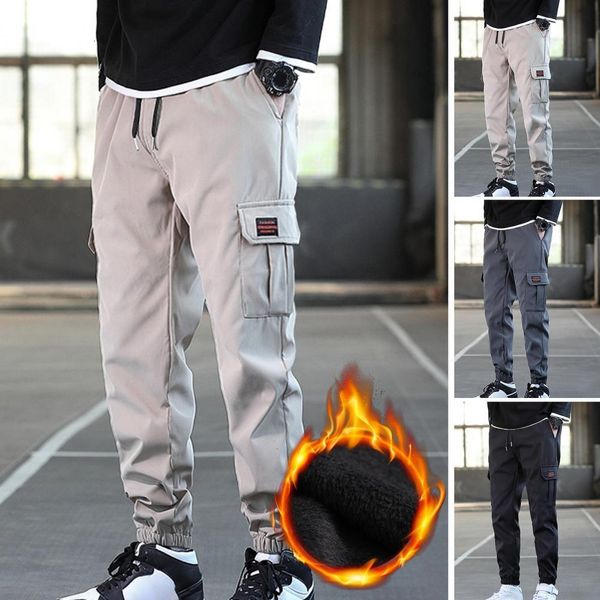 men's pants men pants solid color multi pockets drawstring plush lining cold proof autumn winter thicken ankle tied cargo pants for wor, Black
men's pants men pants solid color multi pockets drawstring plush lining cold proof autumn winter thicken ankle tied cargo pants for wor, Black