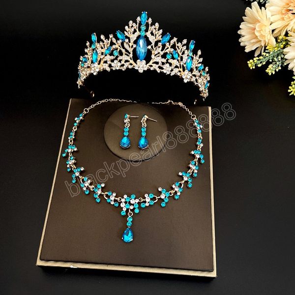 elegant luxury sky blue crystal rhinestone crown jewelry sets choker necklace earrings tiara jewelry wedding accessories, Slivery;golden
elegant luxury sky blue crystal rhinestone crown jewelry sets choker necklace earrings tiara jewelry wedding accessories, Slivery;golden