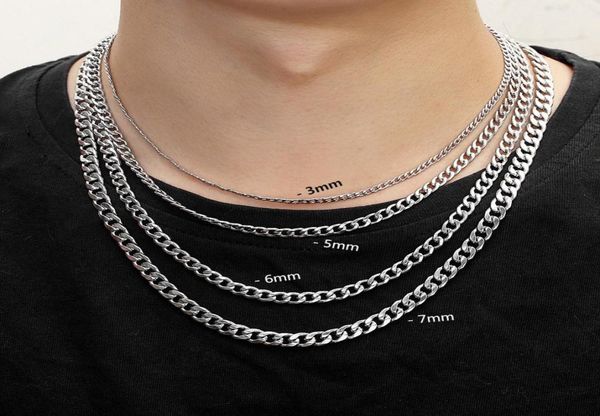 3mm 5mm 6mm 7mm silver cuban chains necklace stainless steel lobster clasps making hight quality plated necklaces for women men ve3907801
3mm 5mm 6mm 7mm silver cuban chains necklace stainless steel lobster clasps making hight quality plated necklaces for women men ve3907801