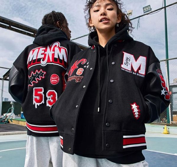 preppy style medm 53 embroidery baseball jackets leather sleeve men designer jacket spring mens coats, Black;brown
preppy style medm 53 embroidery baseball jackets leather sleeve men designer jacket spring mens coats, Black;brown