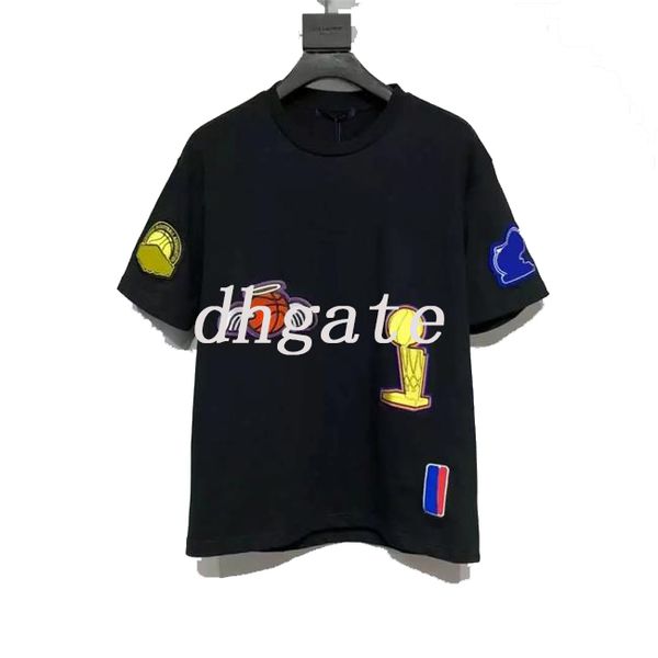Men's T Shirts Letter Graphic Tees Embroidery Pullover Short Sleeves Acquard Knitting Jacquard Custom Crew Basketball Jersey Jnlarged S-5XL