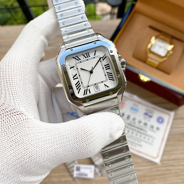 7 styles mens luxury watches automatic mens watch white dial self-winding 40mm square stainless steel metal strap casual watches sport clock, Slivery;brown
7 styles mens luxury watches automatic mens watch white dial self-winding 40mm square stainless steel metal strap casual watches sport clock, Slivery;brown