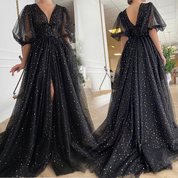 party dresses graceful black dotted tulle short puff sleeves prom dresses v neck sweep train evening party gowns 230325, White;black
party dresses graceful black dotted tulle short puff sleeves prom dresses v neck sweep train evening party gowns 230325, White;black
