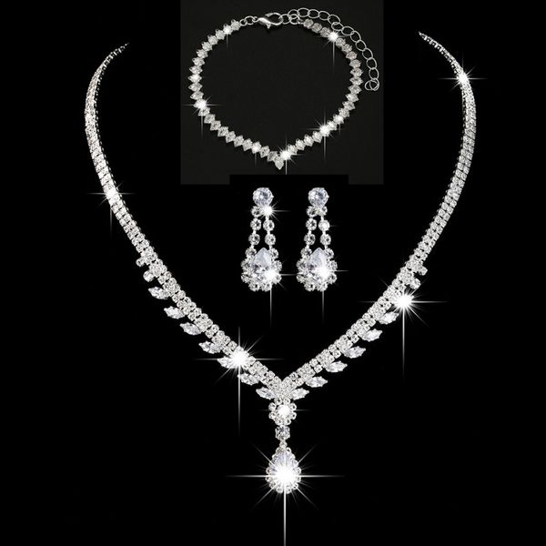 necklace earring bracelet suit inlaid zircon rhinestone twinkle bridal decorate non fading adjeustable length wedding party american style j, Silver
necklace earring bracelet suit inlaid zircon rhinestone twinkle bridal decorate non fading adjeustable length wedding party american style j, Silver