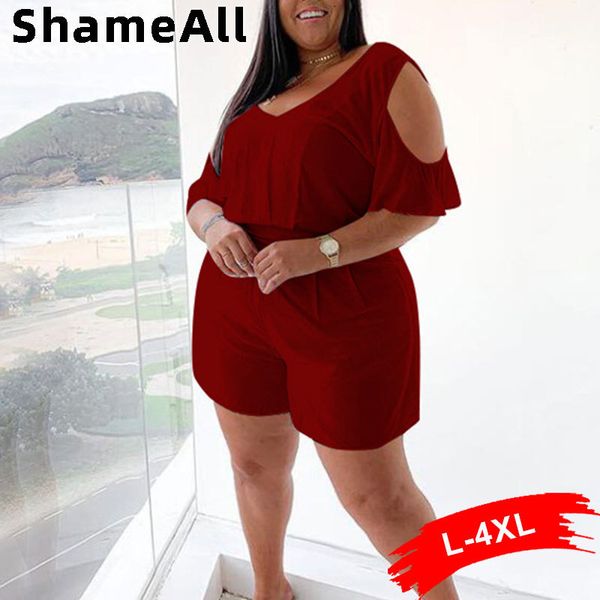 women's plus size jumpsuits rompers cold shoulder shorts jumpsuit 4xl summer casual v neck short sleeve romper womens beach playsuit mo, Black
women's plus size jumpsuits rompers cold shoulder shorts jumpsuit 4xl summer casual v neck short sleeve romper womens beach playsuit mo, Black