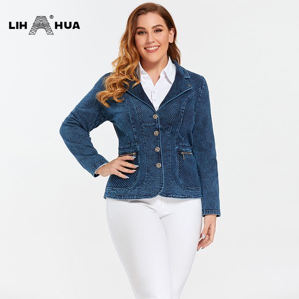 women's plus size outerwear coats lih hua women plus size custom denim jacket cotton knit jacket fashion cotton knit denim jacket 23032, Black
women's plus size outerwear coats lih hua women plus size custom denim jacket cotton knit jacket fashion cotton knit denim jacket 23032, Black