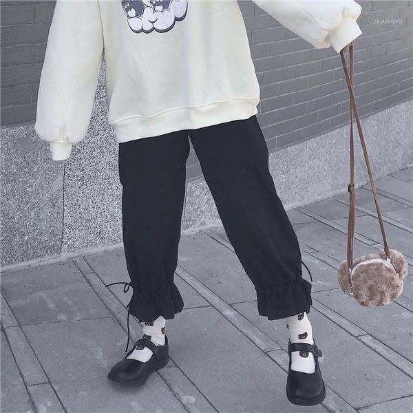 women's pants japanese lolita women high waist black white loose female trousers cute kawaii sweet preppy capris mh383 &
women's pants japanese lolita women high waist black white loose female trousers cute kawaii sweet preppy capris mh383 &