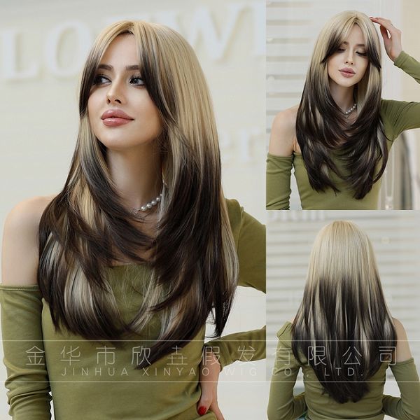 europe and the united states wig level female long hair gradually become long curly hair european and n chemical fiber wig hair cover brown, Black
europe and the united states wig level female long hair gradually become long curly hair european and n chemical fiber wig hair cover brown, Black