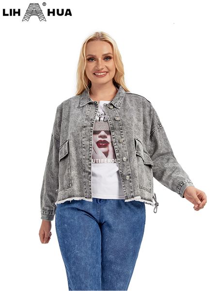 women's plus size outerwear coats lih hua women's plus size denim jacket autumn casual high end stretch button long sleeve jacket, Black
women's plus size outerwear coats lih hua women's plus size denim jacket autumn casual high end stretch button long sleeve jacket, Black