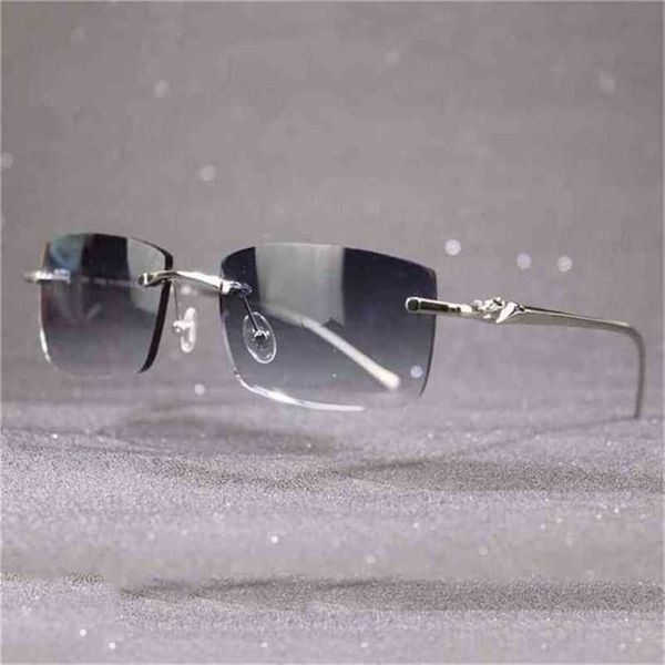 luxury designer new sunglasses rimless for men women frame with panther decoration classic trendy eyewear male female, White;black
luxury designer new sunglasses rimless for men women frame with panther decoration classic trendy eyewear male female, White;black